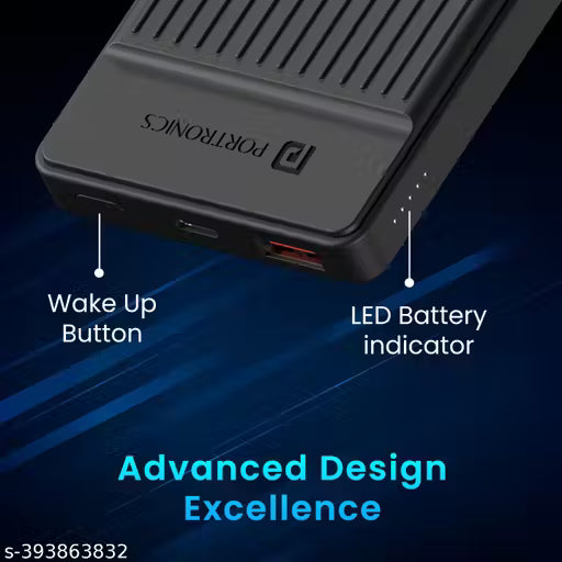 Portronics Luxcell B12 10,000mAh 12W Power Bank, Ultra Slim Power Bank with USB-A Output Port & Dual Input Ports (Micro & Type C) | BIS Certified | Free Type C Cable| Made in India(Black)